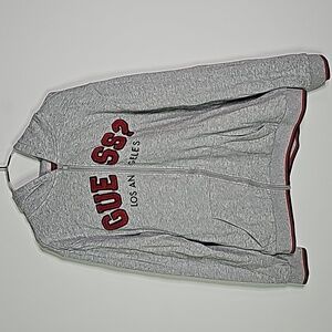 Guess large gray and red zip up hoodie